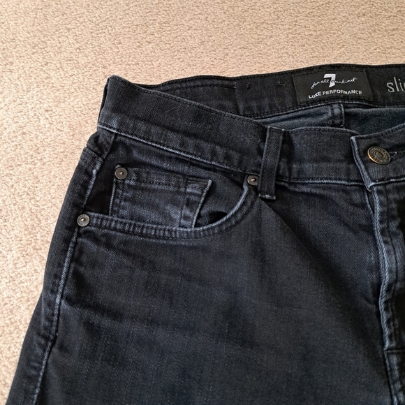 7 for All Mankind Slimmy Jeans Men's 29 Black Luxe Performance Slim Straight Leg - Picture 5 of 16